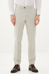 50% OFF - MARC DARCY Grant Tailored Trousers - Stone Pinstripe - Sizes: 32 & 38 Regular