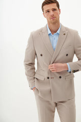 40% OFF - MARC DARCY HM5 Double Breasted Blazer - Mens Slim Fit - Stone - Sizes: 36 & 46