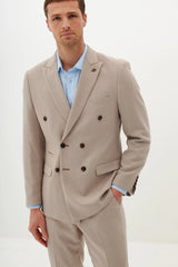40% OFF - MARC DARCY HM5 Double Breasted Blazer - Mens Slim Fit - Stone - Sizes: 36 & 46