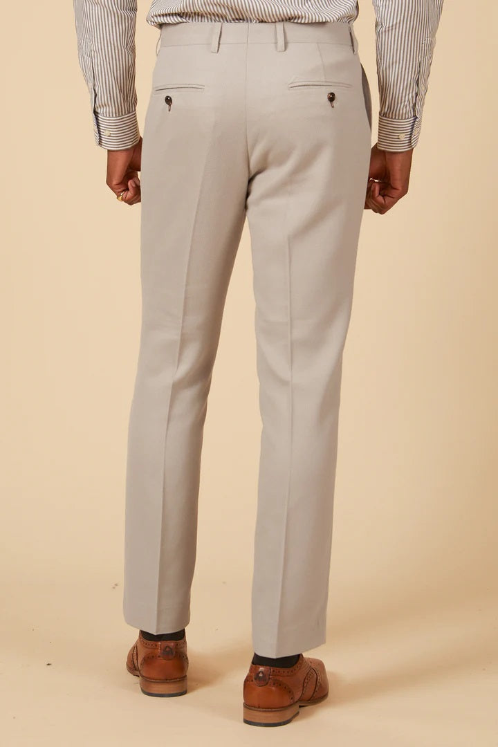 MARC DARCY HM5 Tailored Trousers - Mens Slim Fit - Stone
