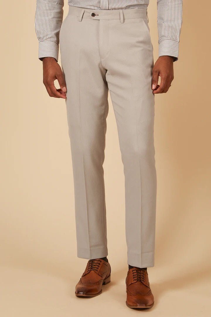 MARC DARCY HM5 Tailored Trousers - Mens Slim Fit - Stone