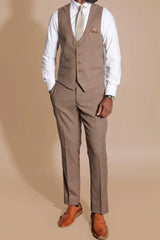 40% OFF - MARC DARCY Men's HM5 Single Breasted Waistcoat - Tan - Size: 46