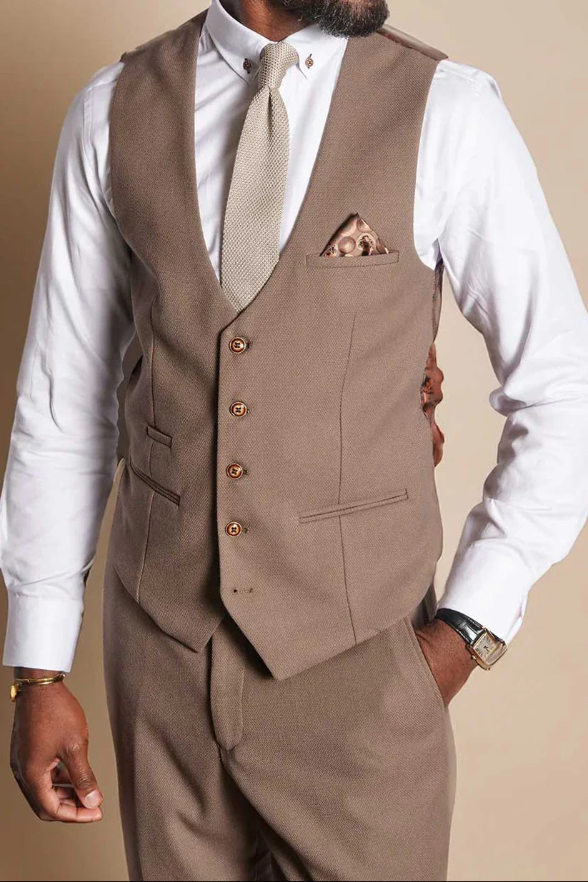 40% OFF - MARC DARCY Men's HM5 Single Breasted Waistcoat - Tan - Size: 46