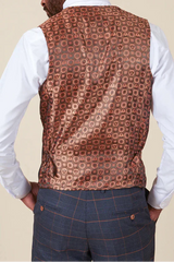 MARC DARCY Jenson Double Breasted Waistcoat - Marine Navy Check