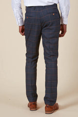 40% OFF - MARC DARCY Jenson Tailored Trousers - Marine Navy Check - Sizes: 28", 30" & 34" Regular