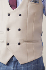 40% OFF - MARC DARCY Men's Kelvin Double Breasted Waistcoat - Stone - Size: 34 & 42