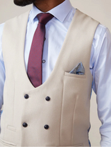 40% OFF - MARC DARCY Men's Kelvin Double Breasted Waistcoat - Stone - Size: 34 & 42