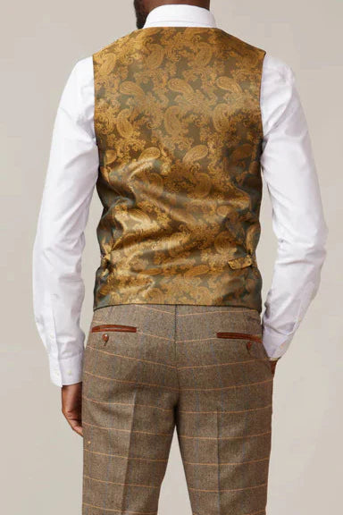 40% OFF - MARC DARCY Men's Kelvin Single Breasted Waistcoat - Tan - Size: UK 48