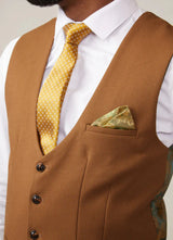 40% OFF - MARC DARCY Men's Kelvin Single Breasted Waistcoat - Tan - Size: UK 48
