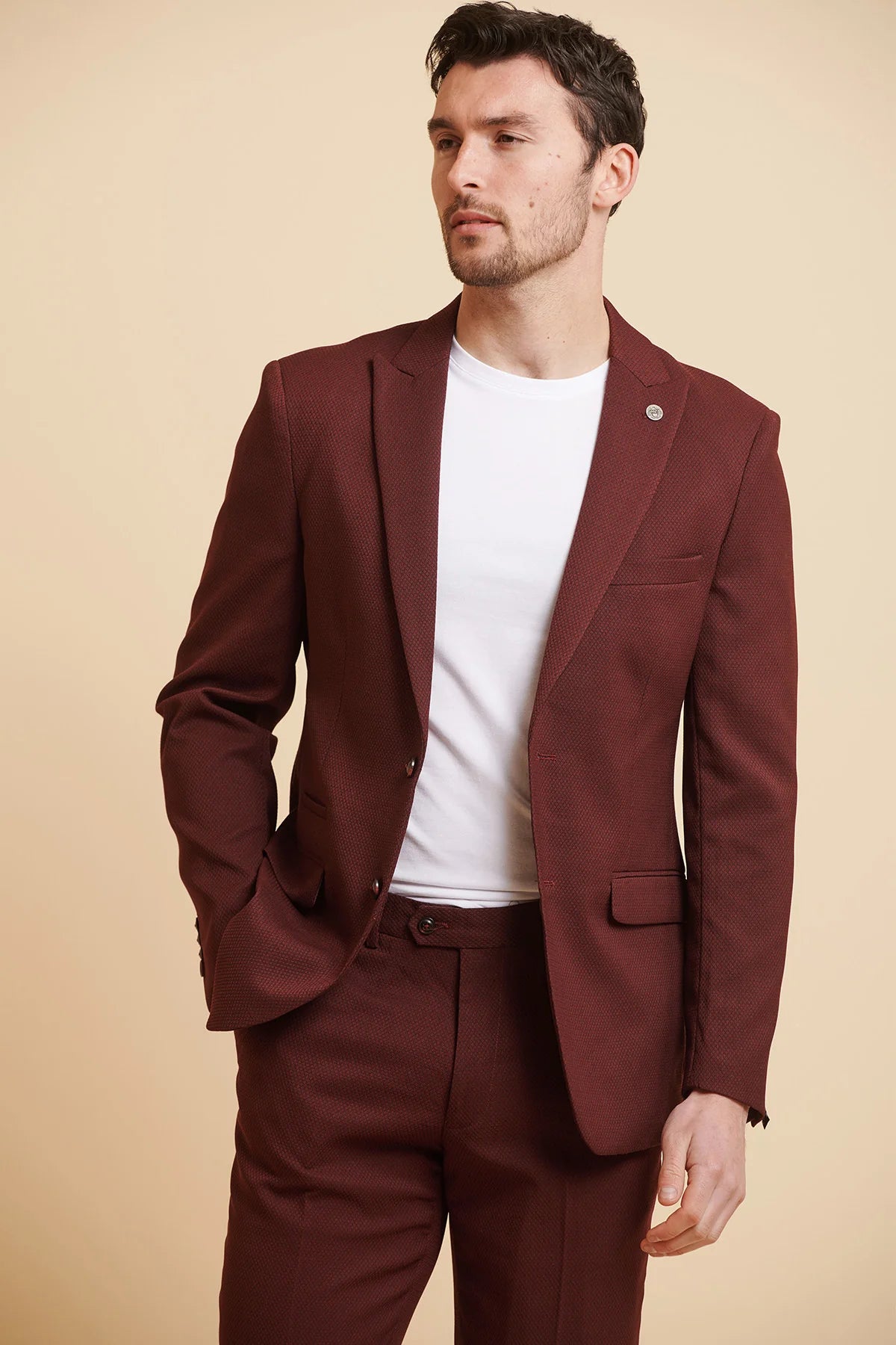 40% OFF - MARC DARCY Max Blazer - Mens Slim Fit - Wine - Size: 46