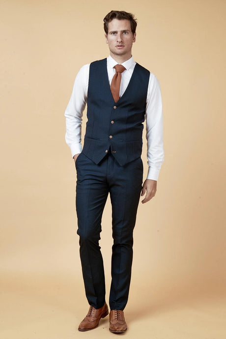 40% OFF - MARC DARCY Max Single Breasted Waistcoat - Navy - Size: UK 46