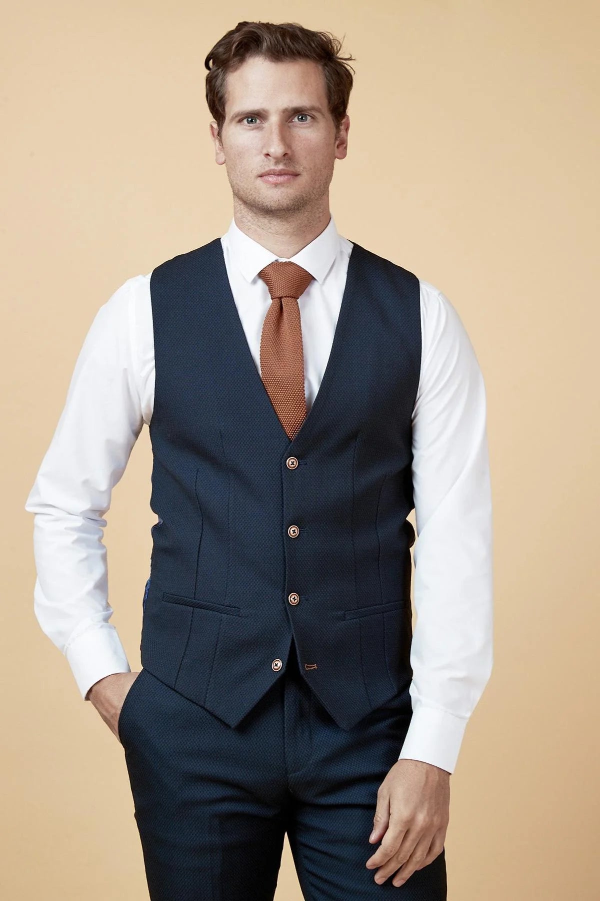 40% OFF - MARC DARCY Max Single Breasted Waistcoat - Navy - Size: UK 46