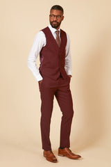 40% OFF - MARC DARCY Max Single Breasted Waistcoat - Wine - Size: UK 40