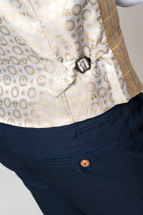 50% OFF - MARC DARCY Men's DX8 Single Breasted Waistcoat - Oak Check - Size: UK 48