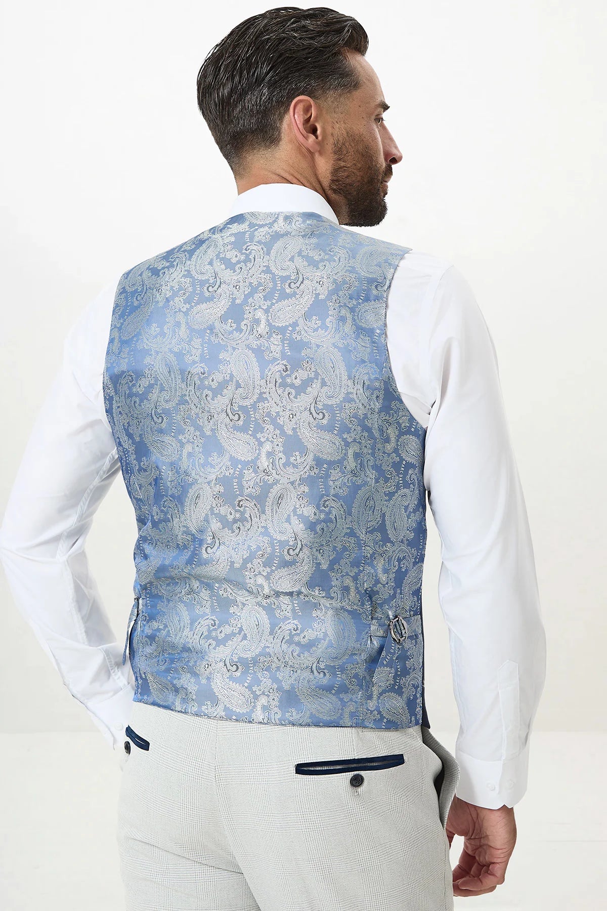 50% OFF - MARC DARCY Men's Kelvin Single Breasted Waistcoat - Sky - Size: UK 40
