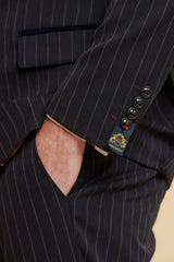 40% OFF - MARC DARCY Rocco Pinstripe Double Breasted Blazer - Navy - Size: 48