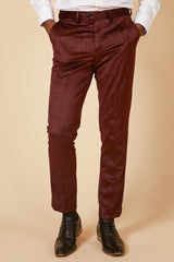 60% OFF - MARC DARCY Simon Velvet Jacquard Tailored Trousers - Wine - Size: UK 42 Regular