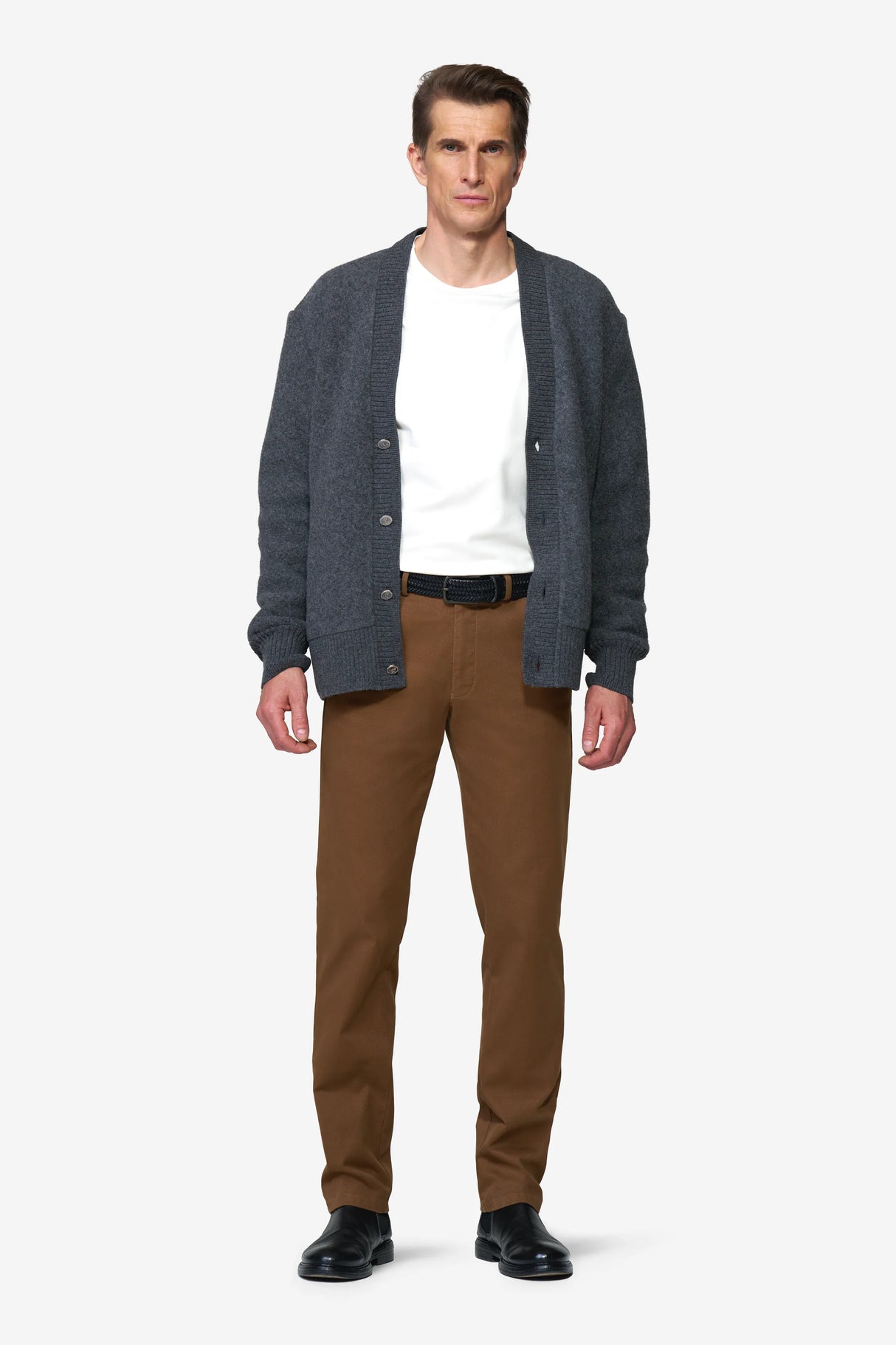 MEYER Chicago Canvas Look Chinos - 5627 Micro Structure Organic Cotton - Caramel