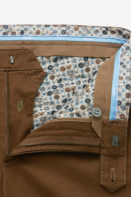MEYER Chicago Canvas Look Chinos - 5627 Micro Structure Organic Cotton - Caramel