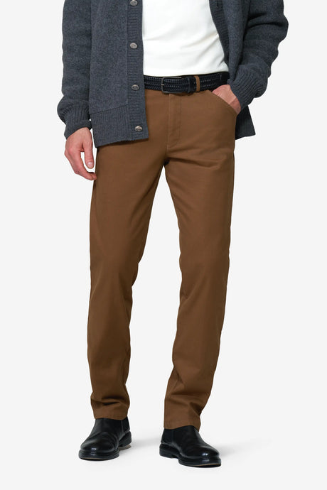MEYER Chicago Canvas Look Chinos - 5627 Micro Structure Organic Cotton - Caramel