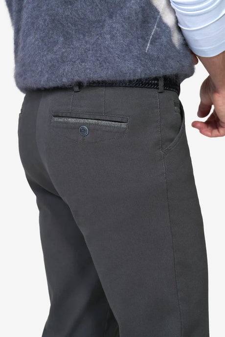 MEYER Chicago Canvas Look Chinos - 5627 Micro Structure Organic Cotton - Charcoal