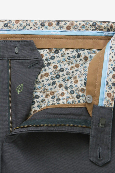 MEYER Chicago Canvas Look Chinos - 5627 Micro Structure Organic Cotton - Charcoal