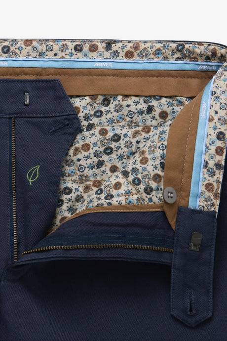 MEYER Chicago Canvas Look Chinos - 5627 Micro Structure Organic Cotton - Navy