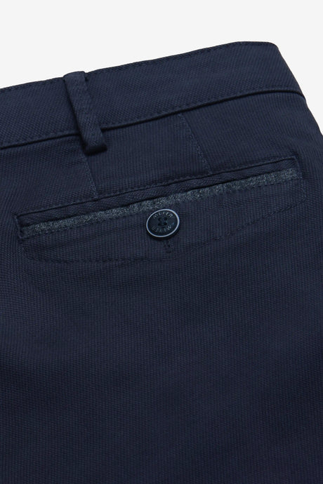 MEYER Chicago Canvas Look Chinos - 5627 Micro Structure Organic Cotton - Navy