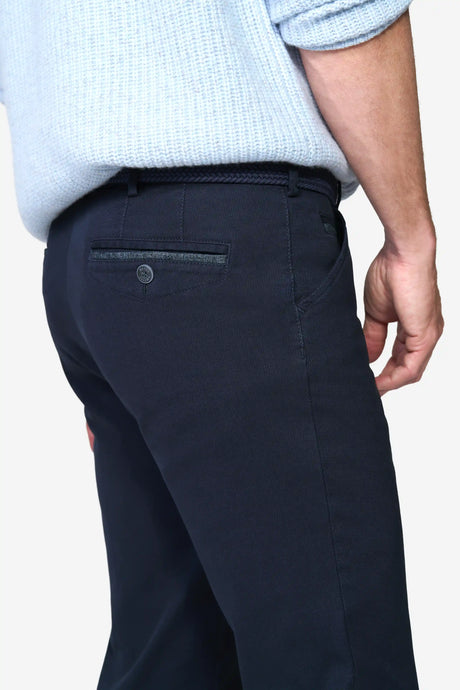MEYER Chicago Canvas Look Chinos - 5627 Micro Structure Organic Cotton - Navy