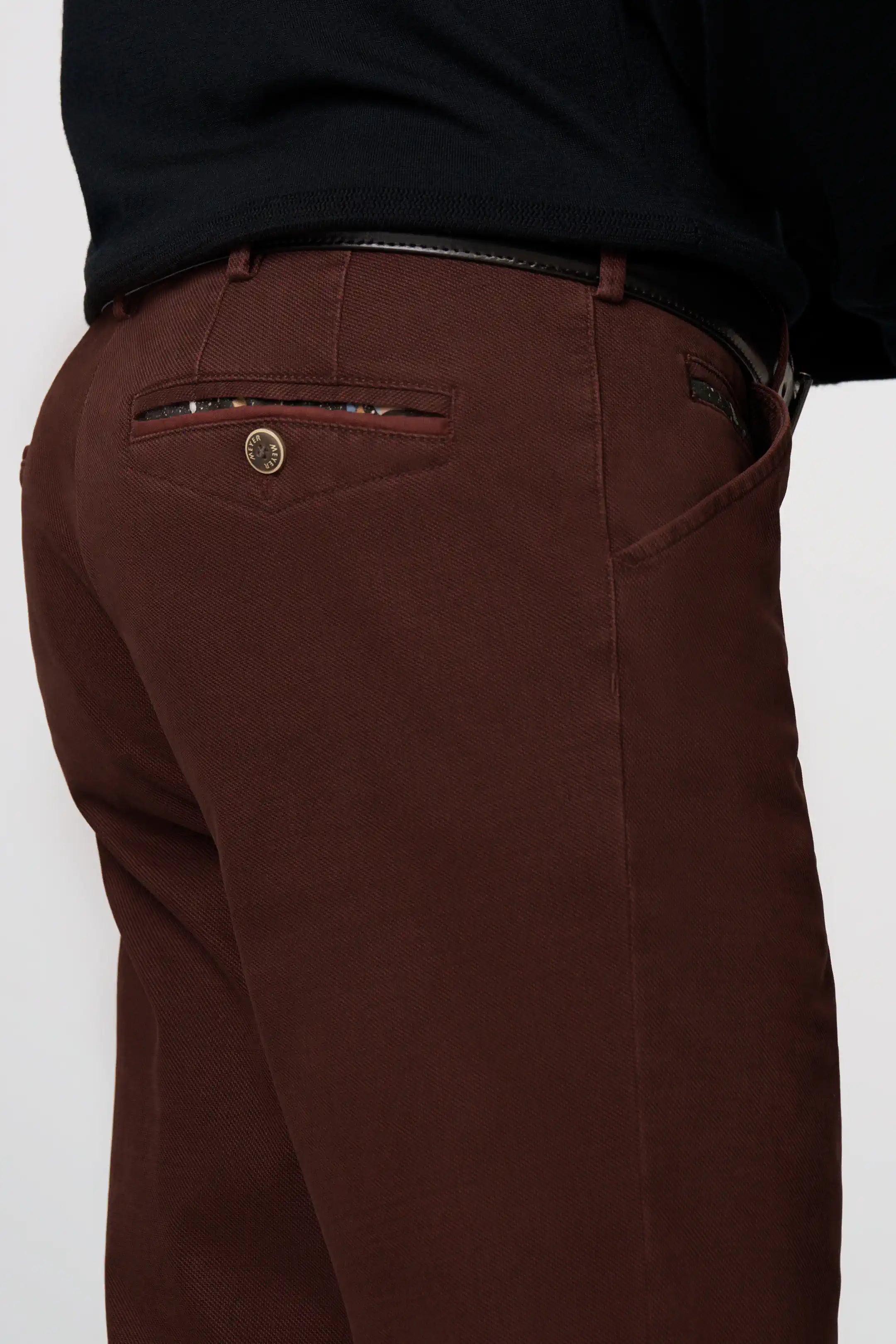 MEYER Chicago Trousers - 5613 Fine Micro Cotton Chinos - Bordeaux Meyer