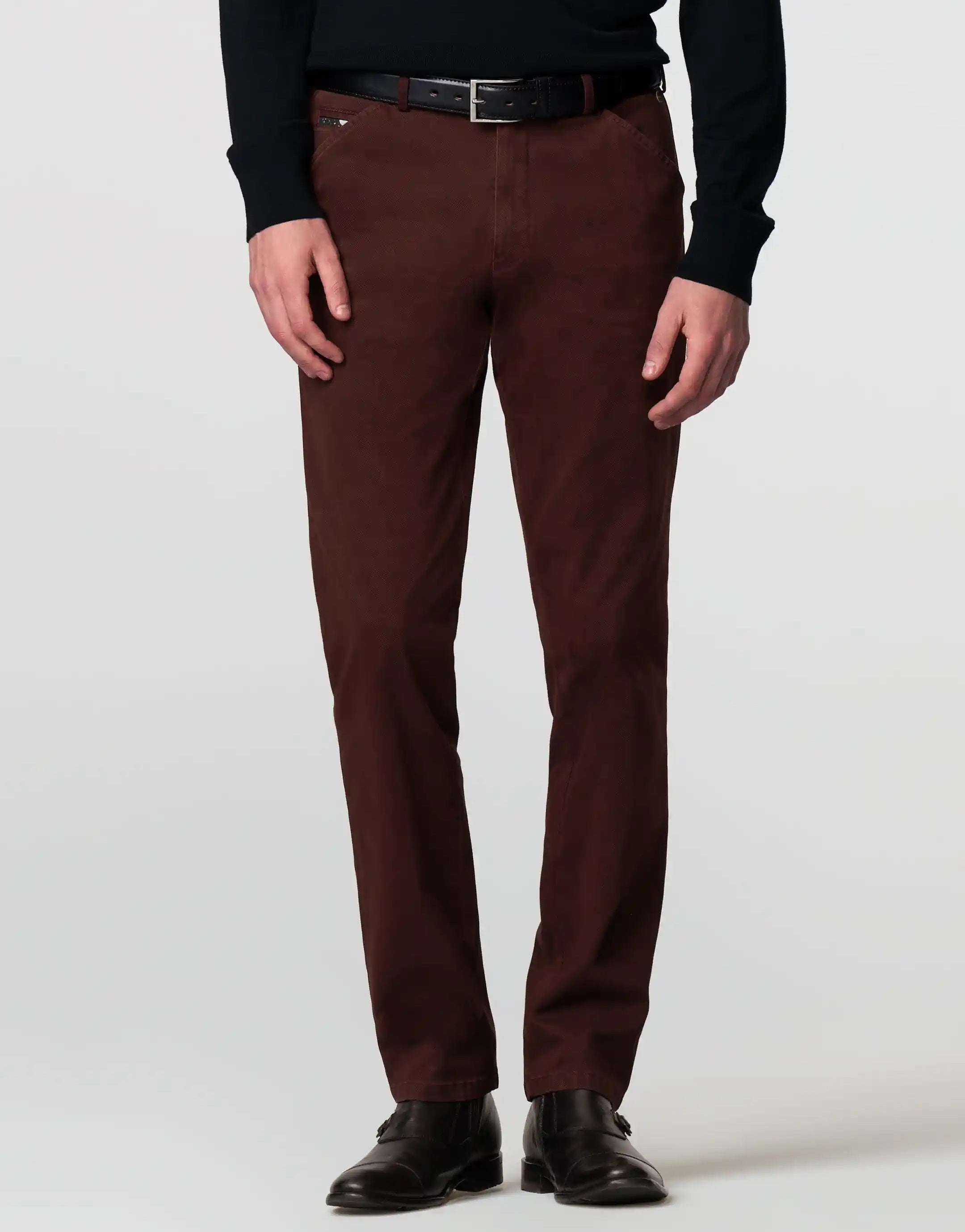 MEYER Chicago Trousers 5613 Fine Micro Cotton Chinos Burgundy