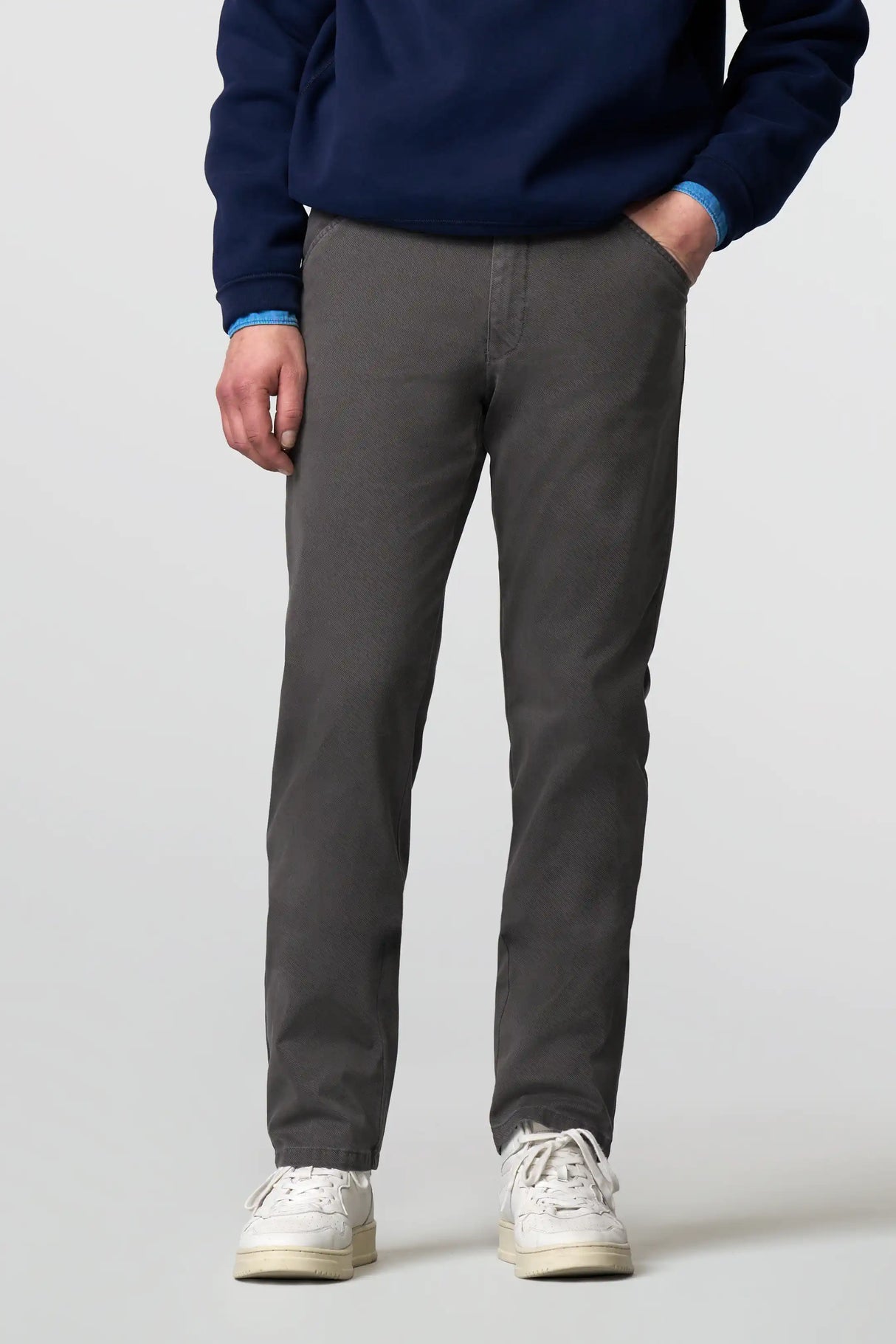 MEYER Chicago Trousers - 5613 Fine Micro Cotton Chinos - Mid Grey