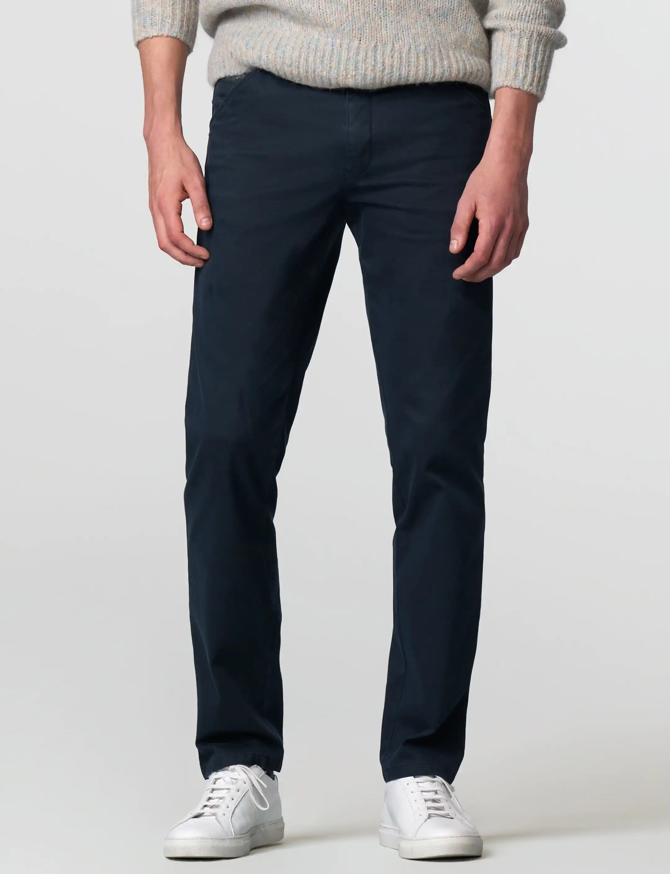 MEYER Chicago Trousers - 5613 Fine Micro Cotton Chinos - Navy Meyer