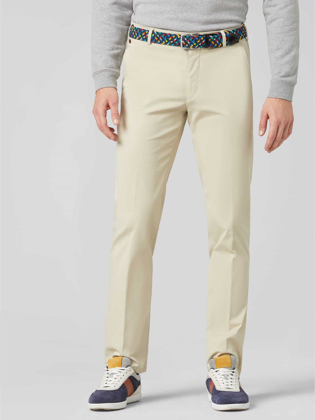 30% OFF - MEYER Trousers - Roma 3001 Summer-Weight Fairtrade Cotton Chinos - Beige - Size: 30 LONG