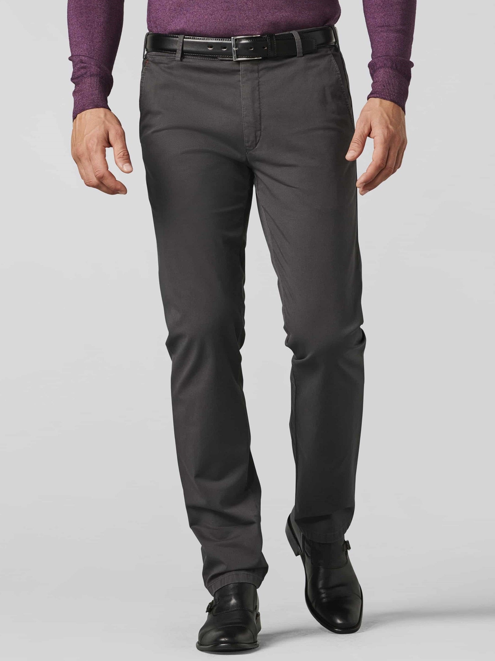 30% OFF MEYER Trousers - Roma 316 Luxury Cotton Chinos - Charcoal - Size 34 REG