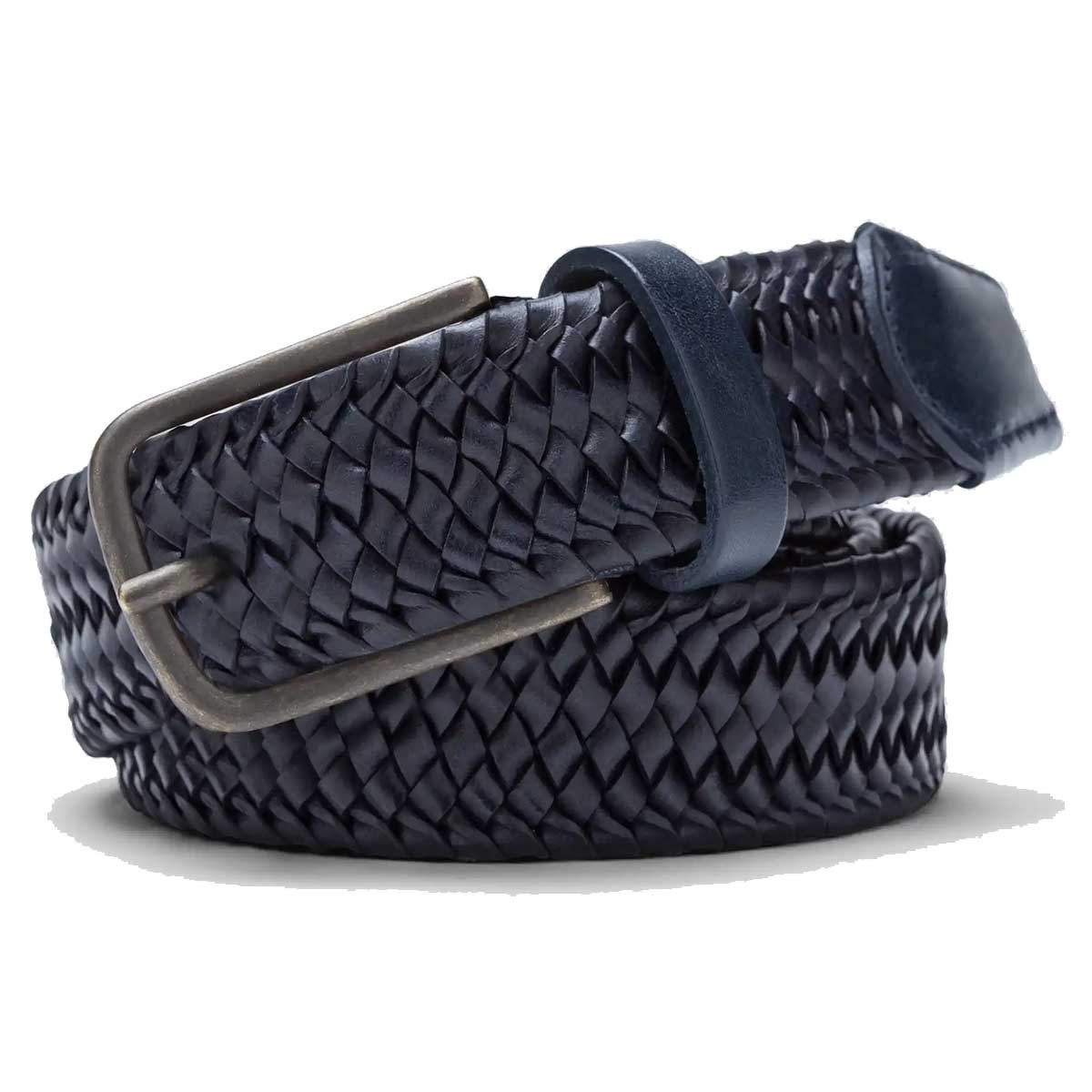 MEYER Elastic Leather Belt - Super Stretch - Navy