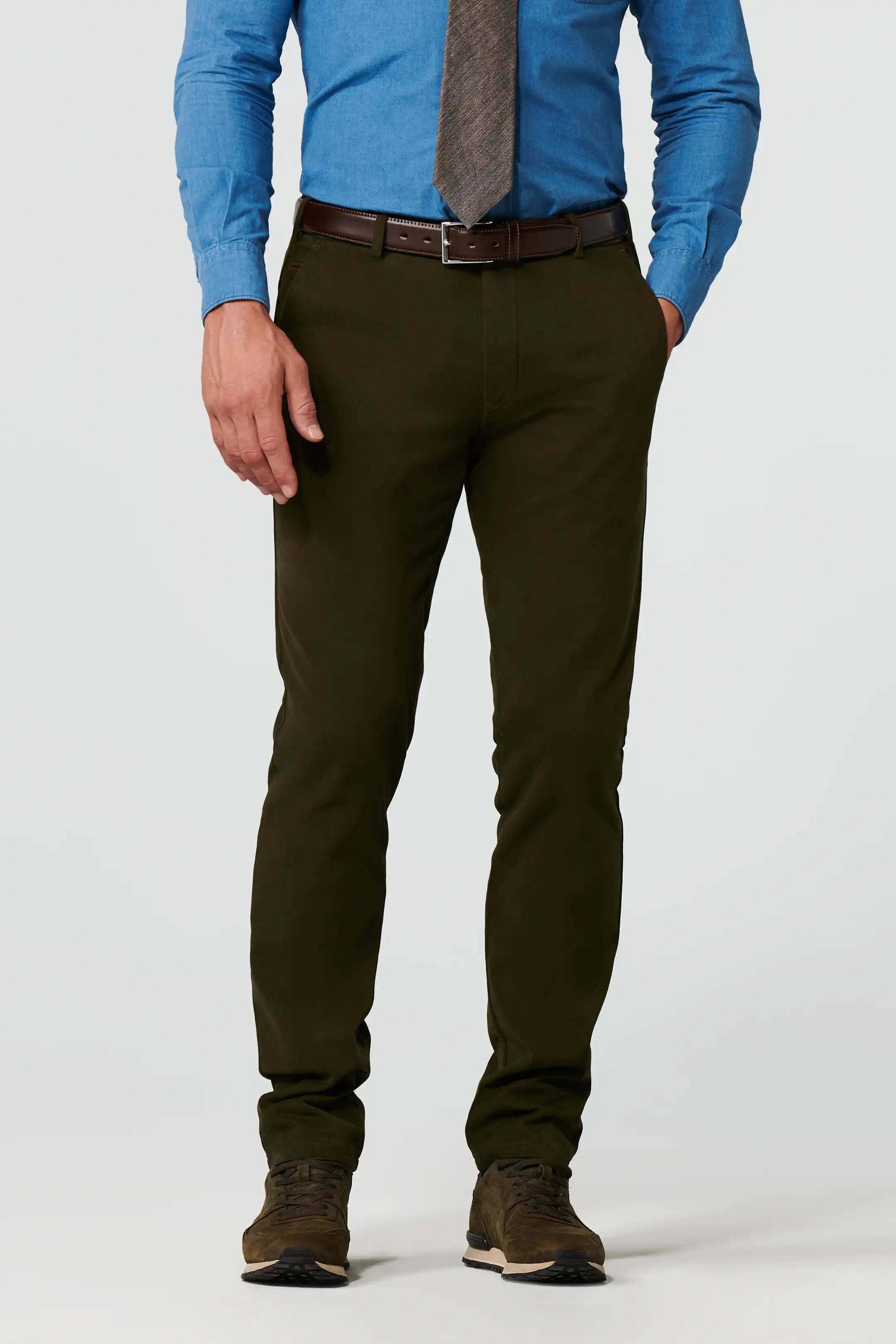 MEYER Exclusive Bonn Trousers - 8572 Luxury Twill Cotton Chino - Laurel Green Meyer