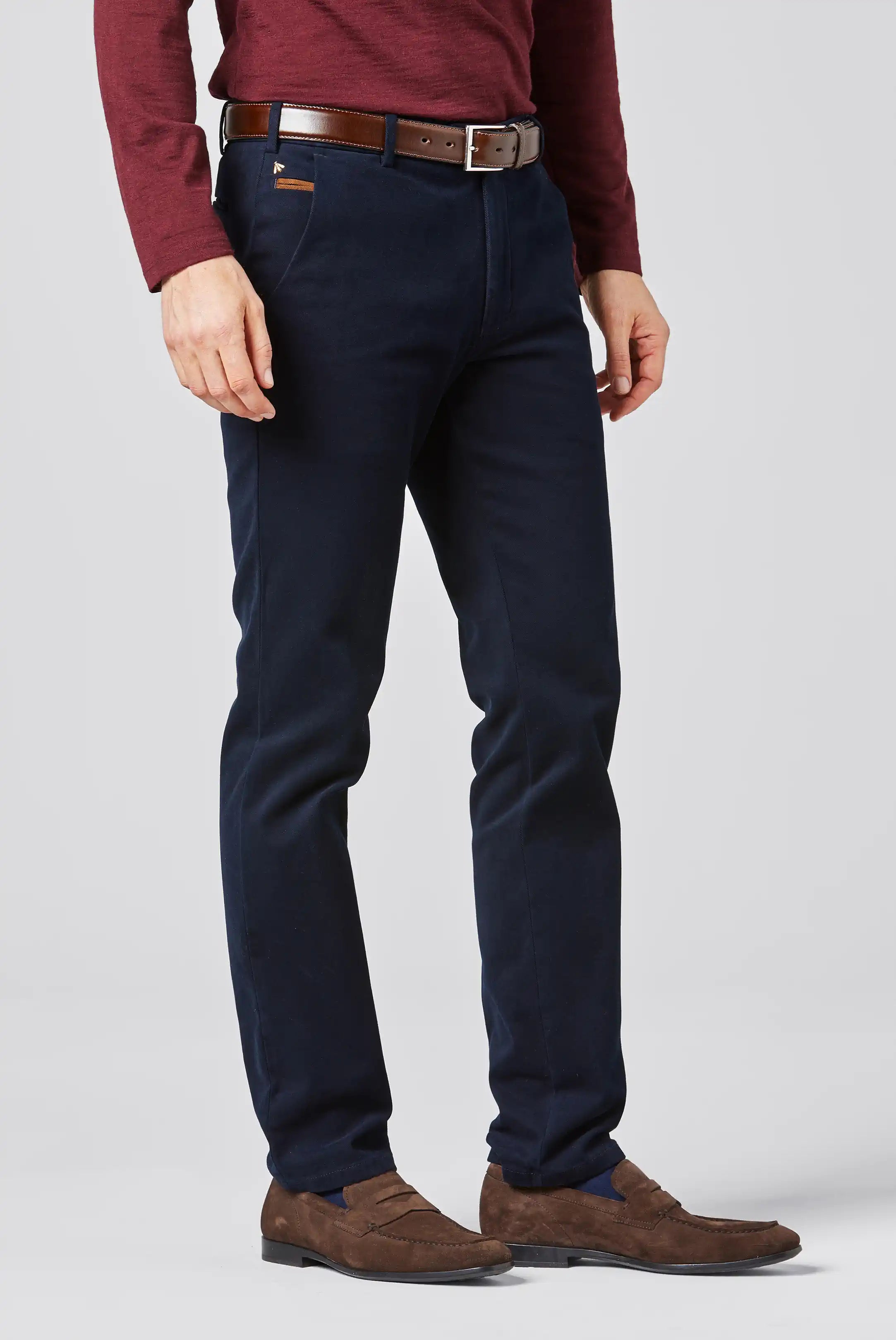 MEYER Exclusive Bonn Trousers - 8572 Luxury Twill Cotton Chino - Navy Meyer