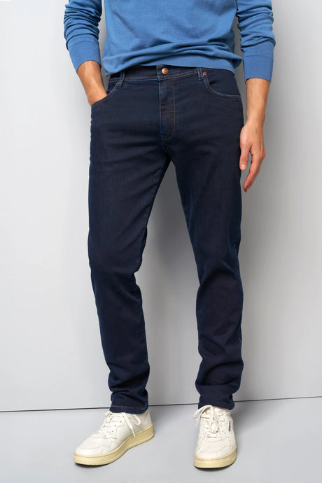 MEYER Jeans – M5 6288 Modern Fit – Multicolour Stitch Super Stretch Denim – Overdyed Dark Blue