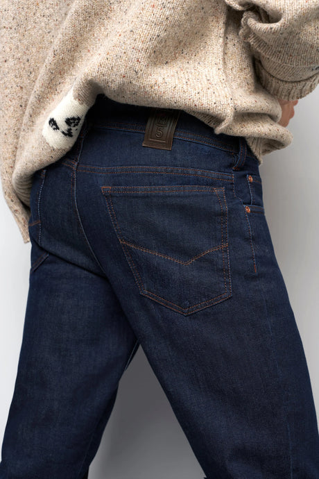 MEYER Jeans – M5 6291 Modern Fit – Hand-Finished Organic Stretch Denim – Dark Blue Stone