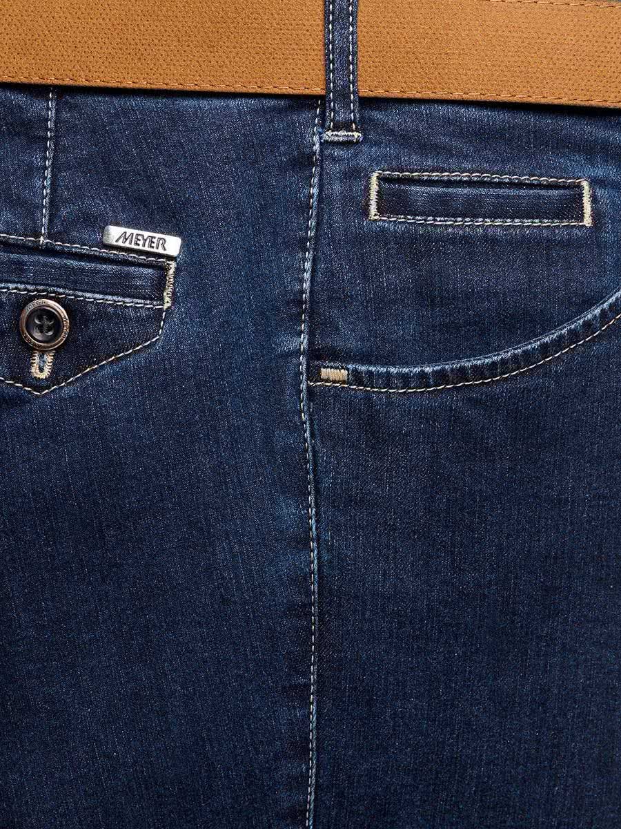 40% OFF - MEYER Dublin Denim Trousers - Super-Stretch Italian Fit - Blue Stone - Size: 40 LONG