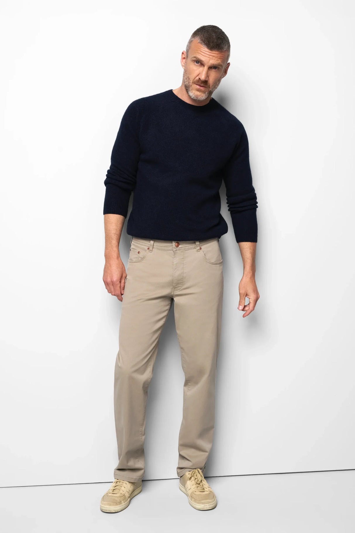 MEYER M5 6001 Soft Twill Organic Cotton Stretch Chinos - Beige