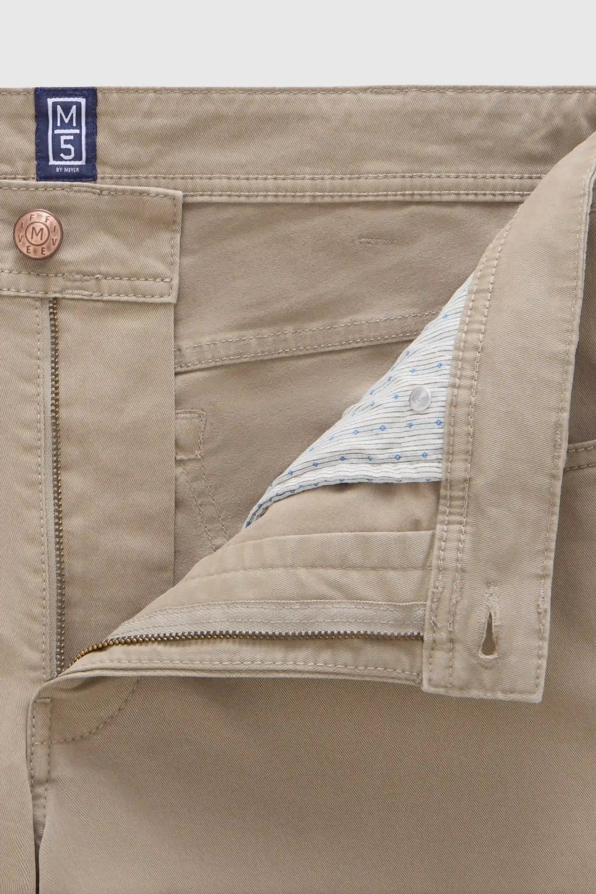 MEYER M5 6001 Soft Twill Organic Cotton Stretch Chinos - Beige