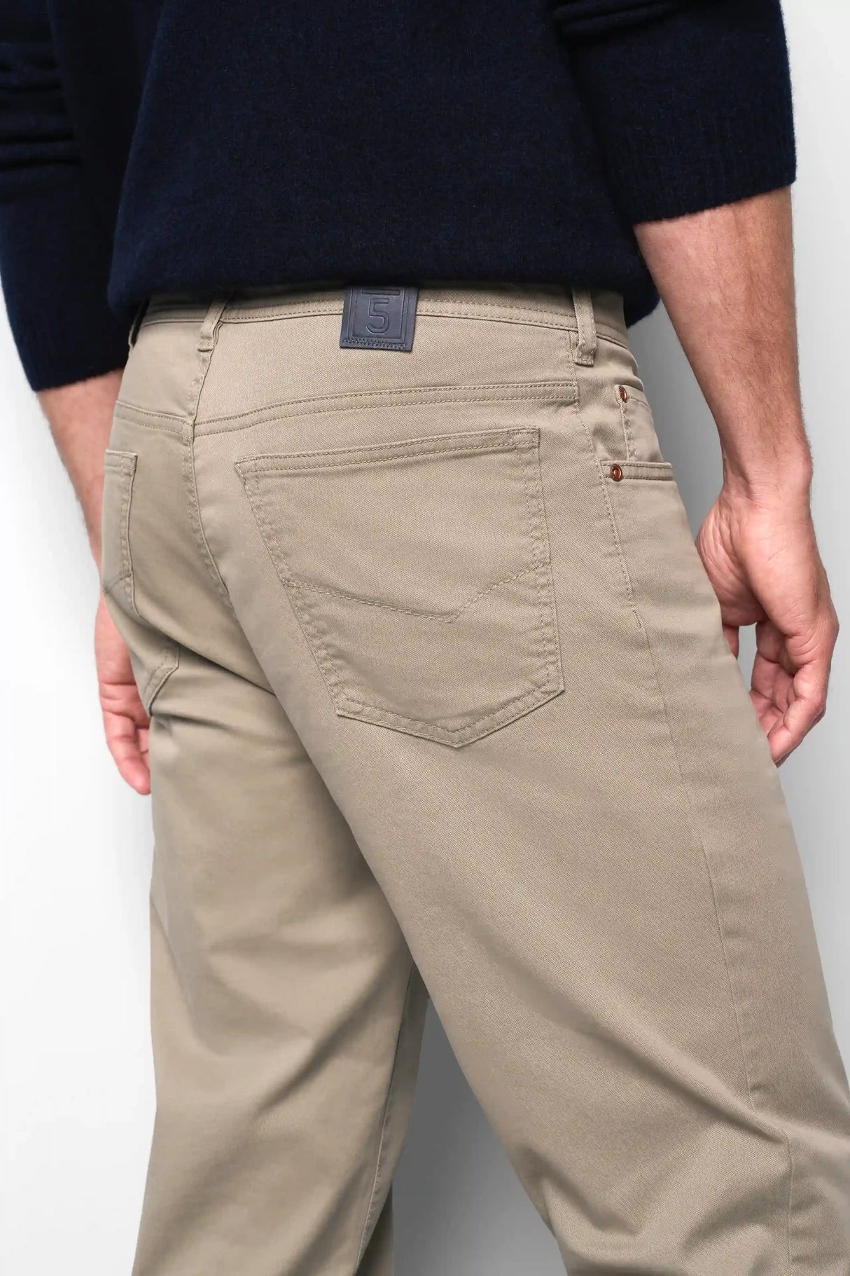 MEYER M5 6001 Soft Twill Organic Cotton Stretch Chinos - Beige