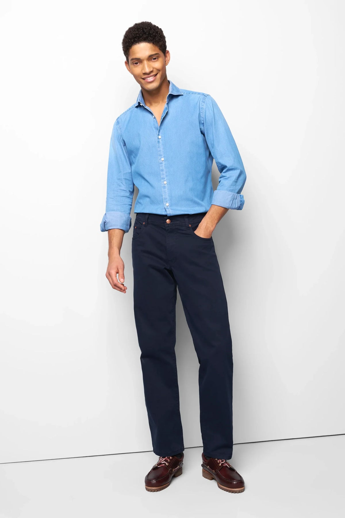 MEYER M5 6001 Soft Twill Organic Cotton Stretch Chinos - Navy