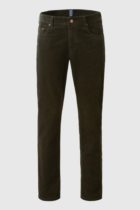 MEYER M5 6599 Fine Cord Organic Cotton Stretch Chinos - Dark Green
