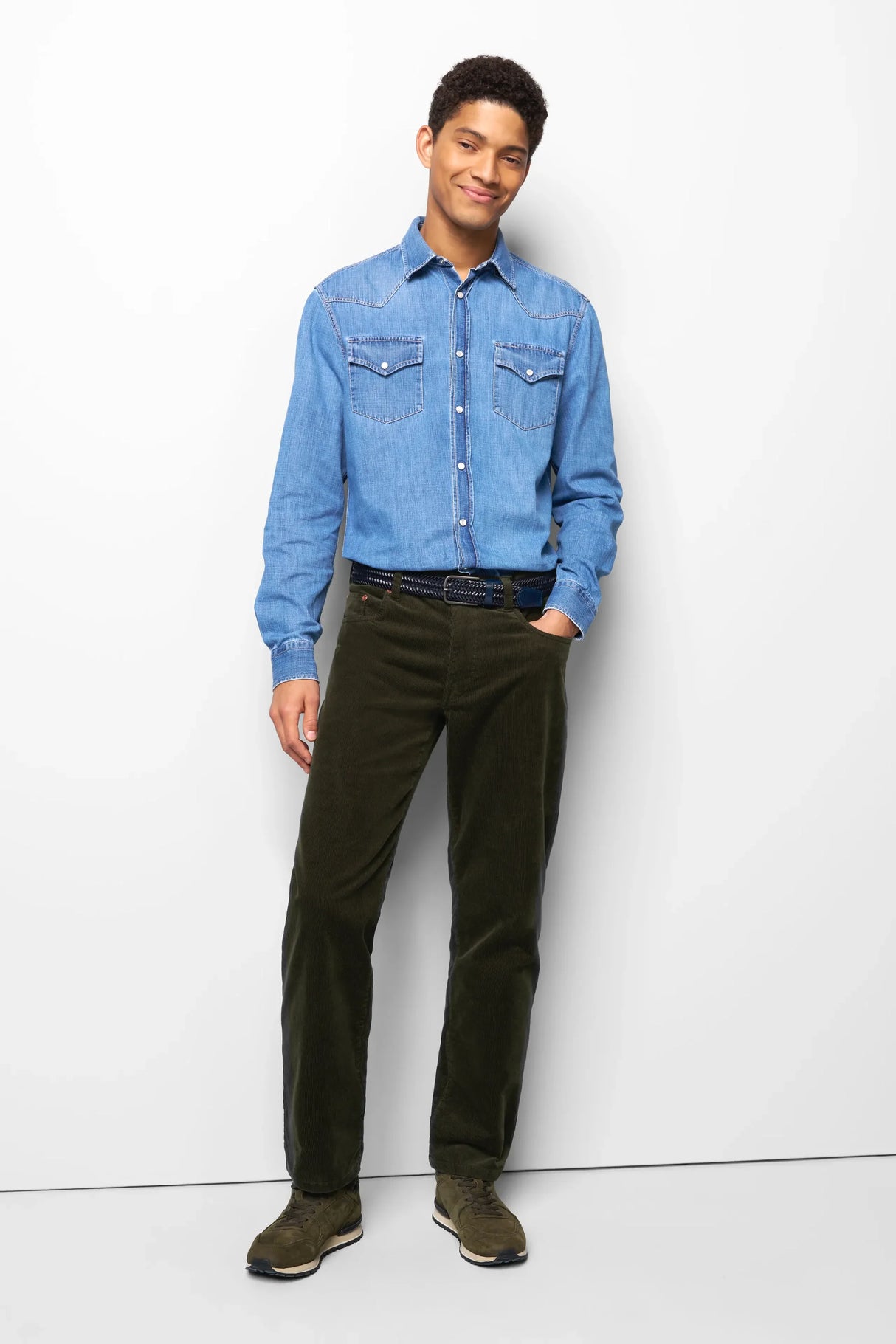 MEYER M5 6599 Fine Cord Organic Cotton Stretch Chinos - Dark Green