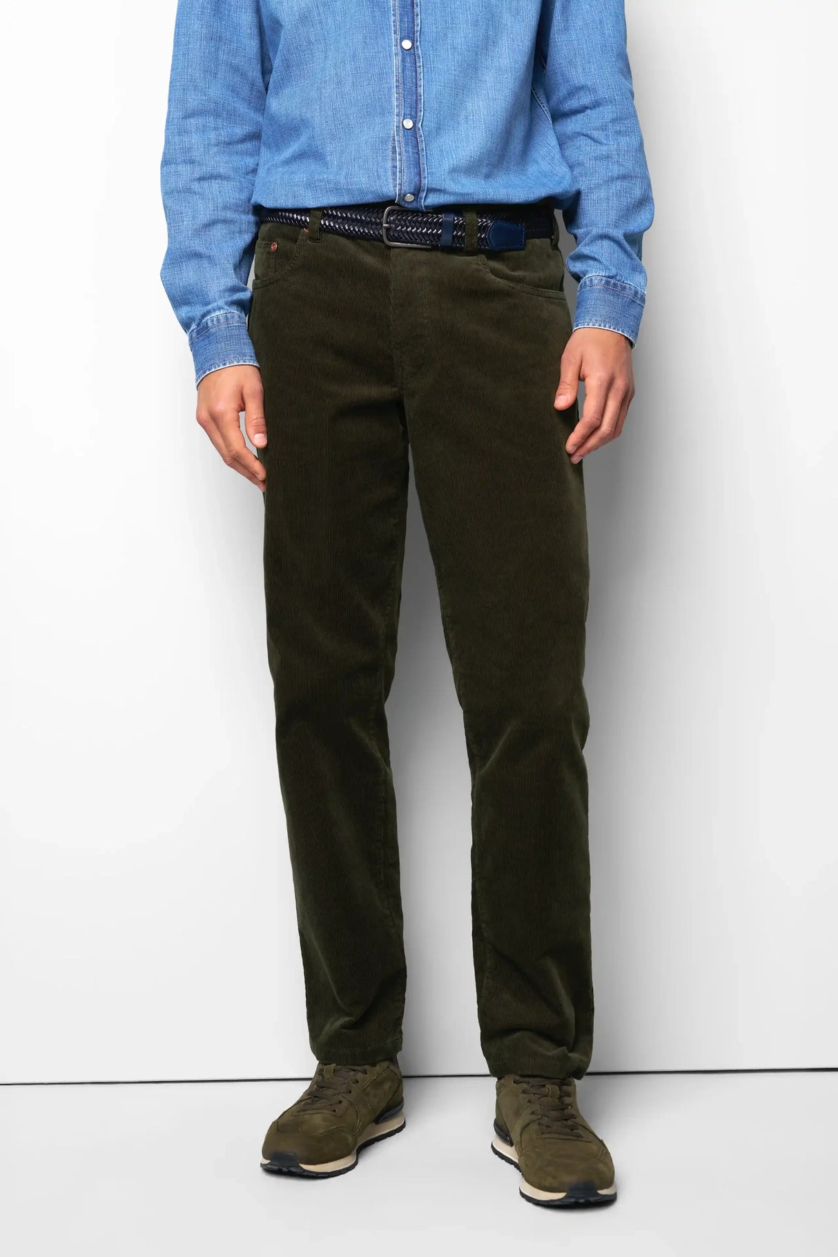 MEYER M5 6599 Fine Cord Organic Cotton Stretch Chinos - Dark Green