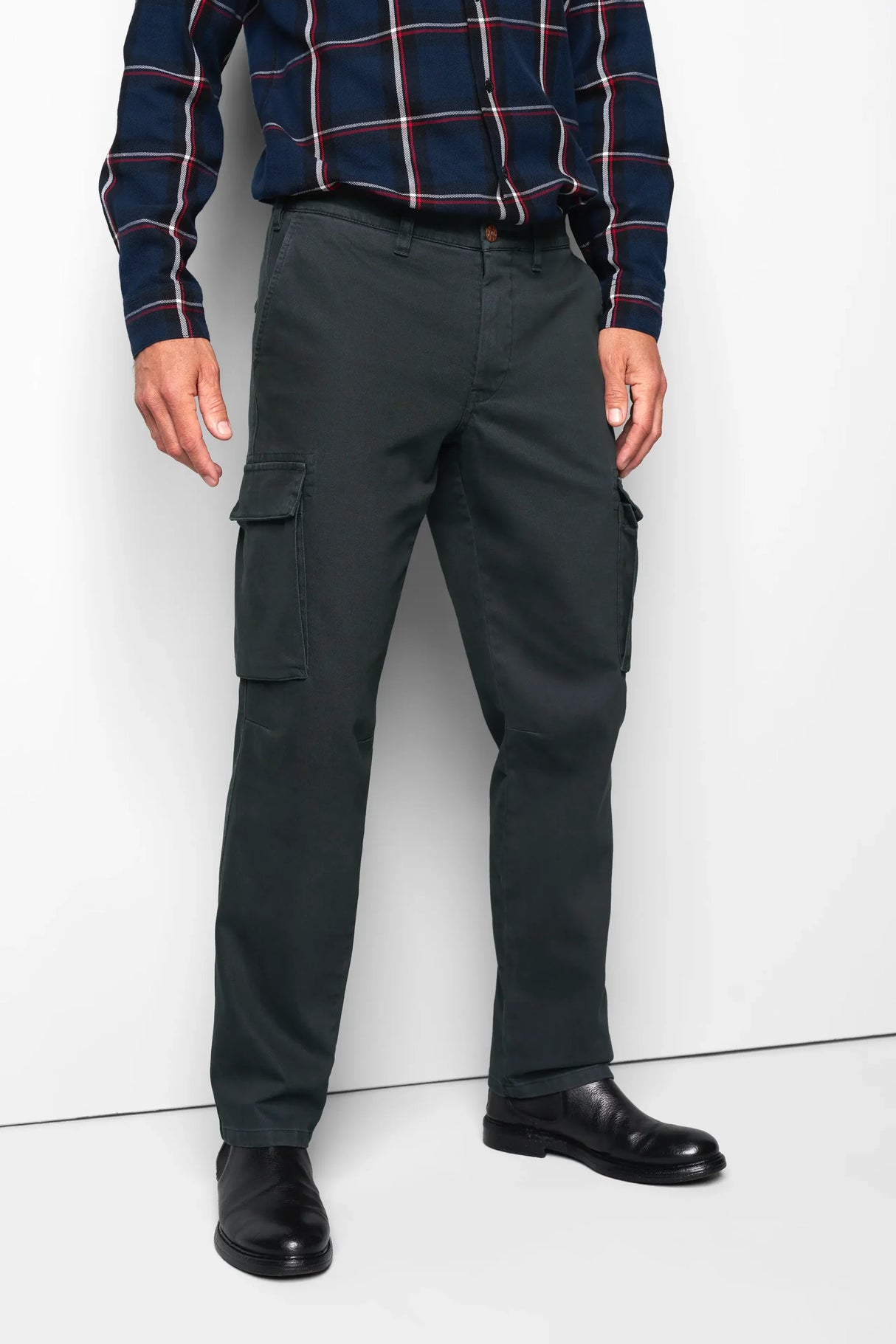 MEYER M5 Cargo Trousers - 6516 Organic Cotton Stretch - Charcoal