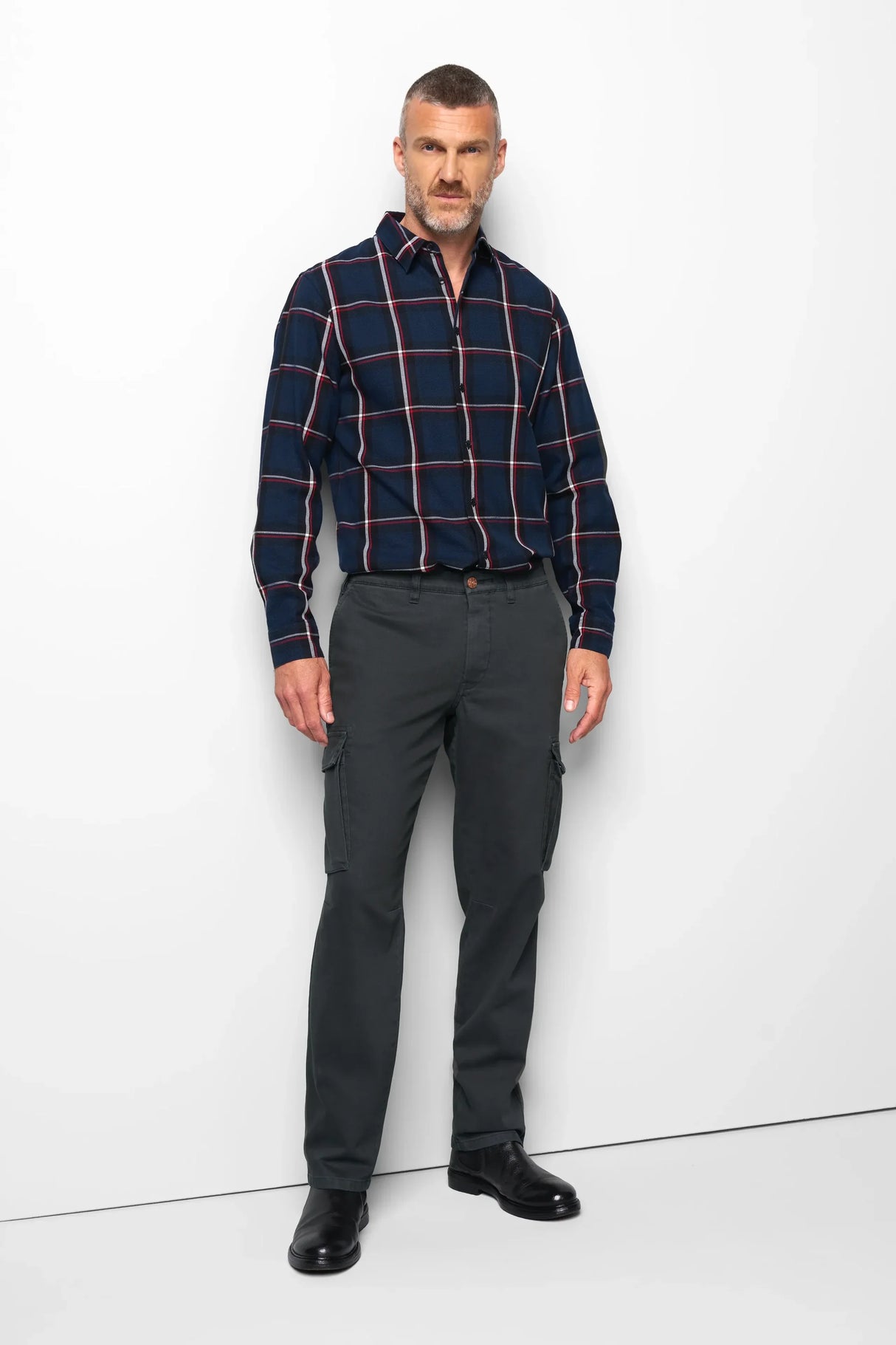 MEYER M5 Cargo Trousers - 6516 Organic Cotton Stretch - Charcoal